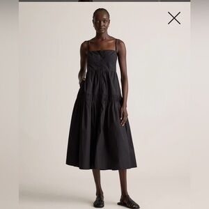 Quince 100% Organic Cotton Poplin Spaghetti Strap Maxi Dress | Black | Medium